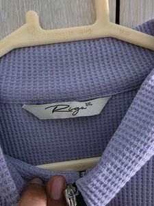 Lilac Ribbed Mock Neck Zip Top