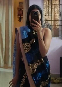 Elegant Black & Blue Saree