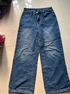 Wide Leg Blue Denim Jeans
