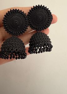 Elegant Black Jhumka Earrings