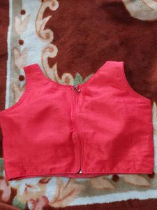 Vibrant Red Sleeveless Blouse with back side zip