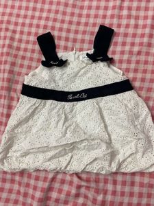 Cute White Eyelet Dress with Black Accents