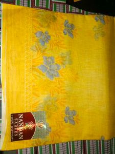 Yellow cotton(sutti) saree