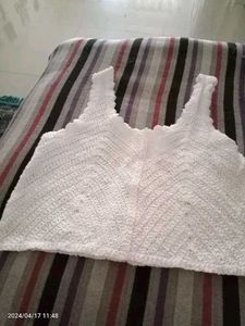 White Crochet Button-Up Top