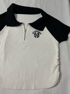 Chic Black & White Collared Top