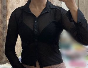 Sheer Black Button-Up Shirt