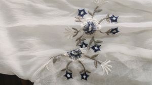 Beautiful White Top With Blue Embroidery❣️