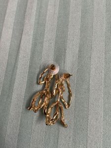 Unique lotus Gold Tone Dangle Earrings