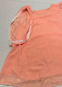 Peach Embroidered Kurti Top