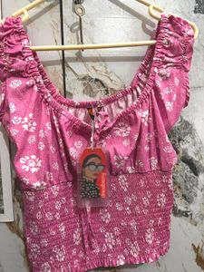 Pink Floral Crop Top