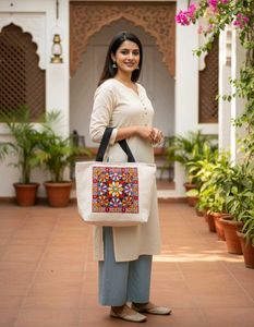 Colorful Embroidered Tote Bag