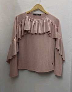 Ruffle layered Pink Long Sleeve Top
