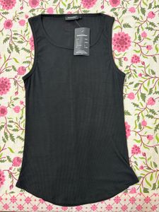 Black Ribbed Sleeveless Tank Top