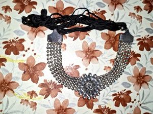 Oxidize Choker necklace set with hair pins