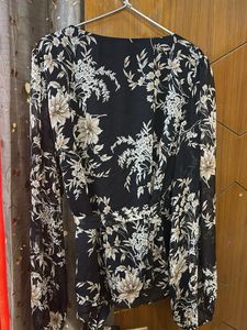 Chic Floral Wrap Blouse