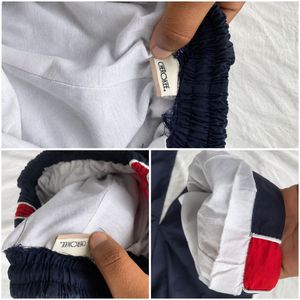 Navy Blue track Pants with Red Stripes