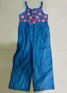 Embroidered Denim Jumpsuit