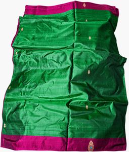 Vibrant Green &amp; Magenta Silk Saree