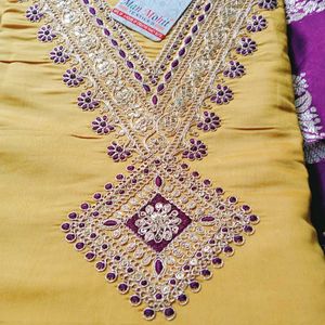 Heavy Embroidery Work unstitched Suit
