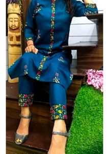 Blue Floral Print Kurta Set
