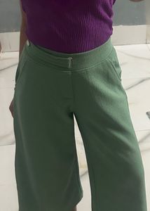 Green Wide Leg Cropped Pants