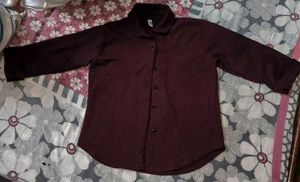 💟 Maroon Textured Button-Down Shirt  💟