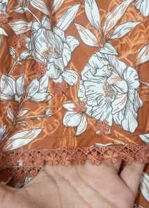 white brown Floral ghrara set with lace detailing