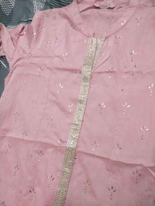 Pink Kurta with Gold Embellishments
