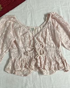 Crochet Peach Color Crop Top