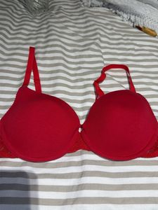 Red Lace Trim Bra
