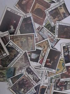 52 Vintage AJMAN STATE Painting Stamps