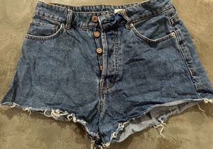 H&amp;M High Waist Vintage Denim Shorts Button Fly