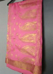 Elegant Pink Banarasi Silk Saree