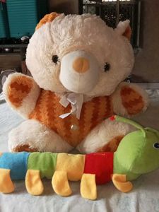 Cute Teddy Bear and Caterpillar Plush Toy Set