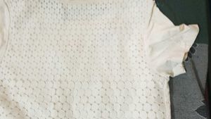 Cream Lace Pocket T-Shirt