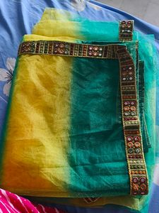 Beautiful Ombre Saree with Mirror Work Border