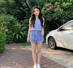 Cute Blue Summer Shorts Set