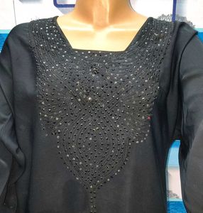 Elegant Black Embroidered Abaya Burqa Gone