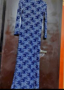 Navy Blue Printed Long Shrug For 34 Bust