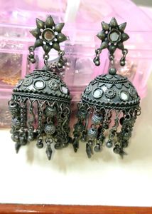 Oxidized Jhumka Earrings