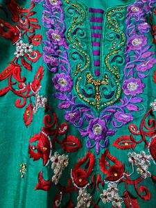 Embroidered Teal Kurta