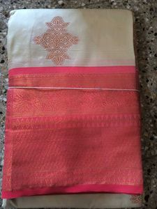 Eligent beige and orange combination semi silk new