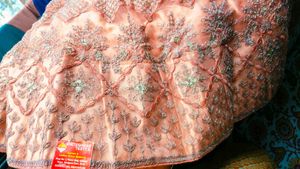 Elegant Peach Designer Lahenga Choli Set with Dupa