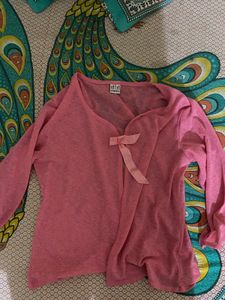 Pink Bow Detail Lightweight Cardigan