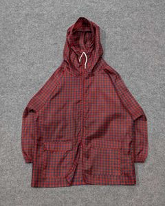 Korean Oversized Red Checkered Hooded Jacket