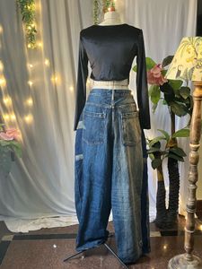Black Velvet Crop Top with Rhinestone Fringe