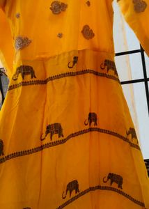 Yellow Kurta with Elephant Print