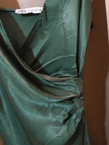 ZARA Emerald Green Slip Dress