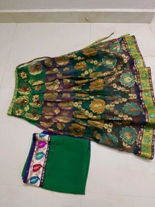 Beautiful Brocade Lehenga Skirt with dupatta.