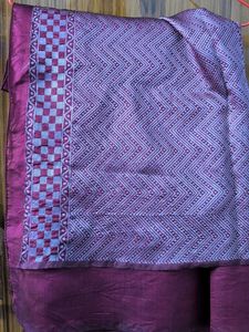 Maroon Silk Saree with Floral Motifs